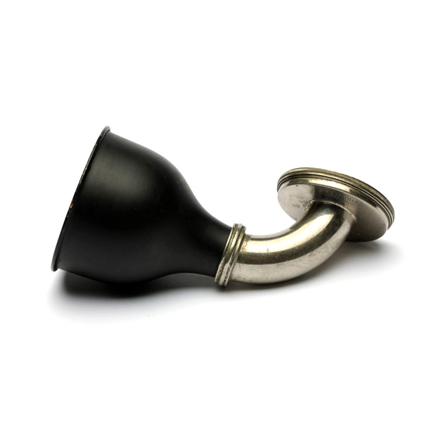 picture shows diaphragm ear trumpet @ EarTrumpets.co.uk