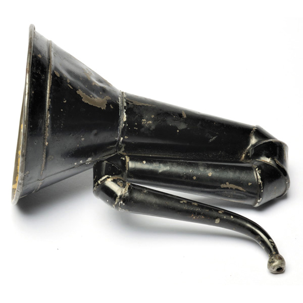 picture shows folded ear trumpet @ EarTrumpets.co.uk