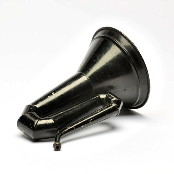picture shows folded ear trumpet @ EarTrumpets.co.uk